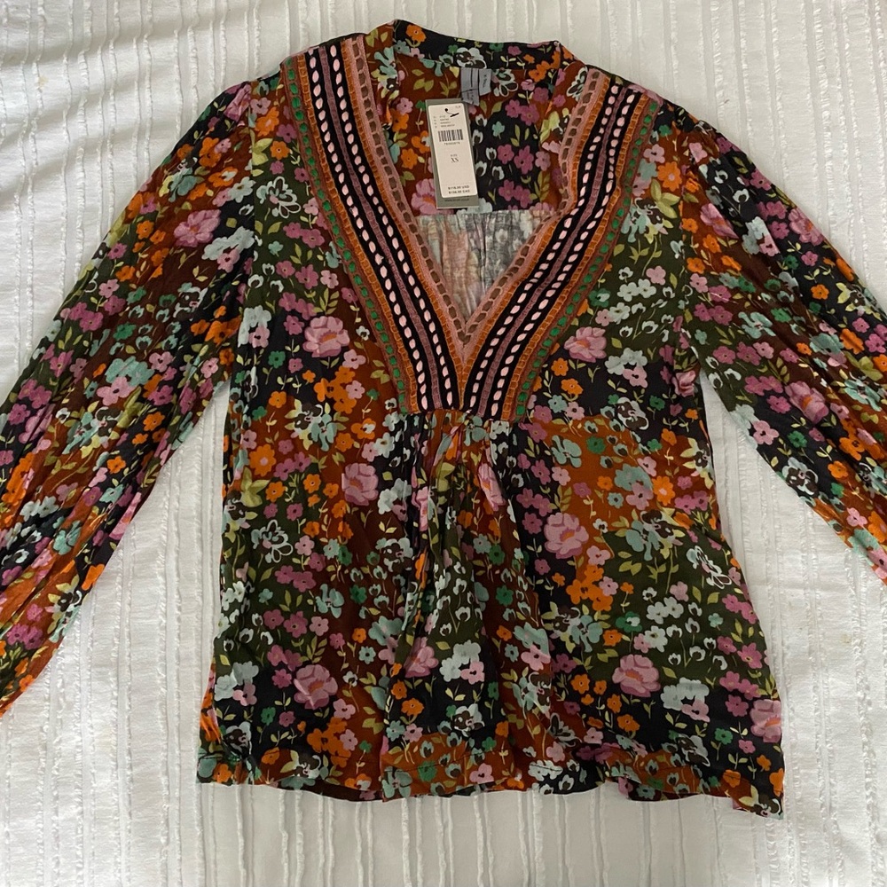 Anthropologie Multicolor Floral Blouse